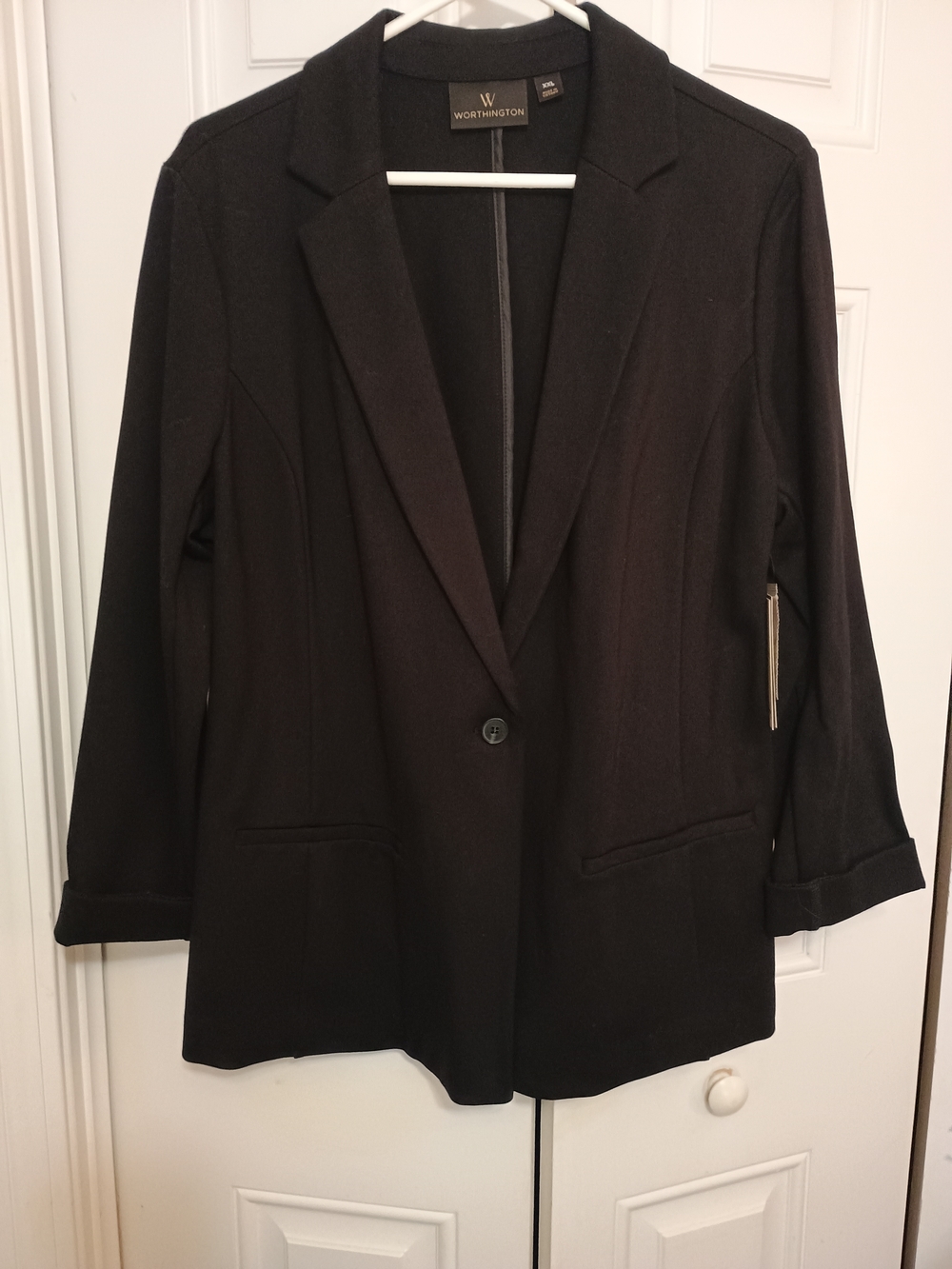 Worthington Black Single-Button Notch Lapel Blazer